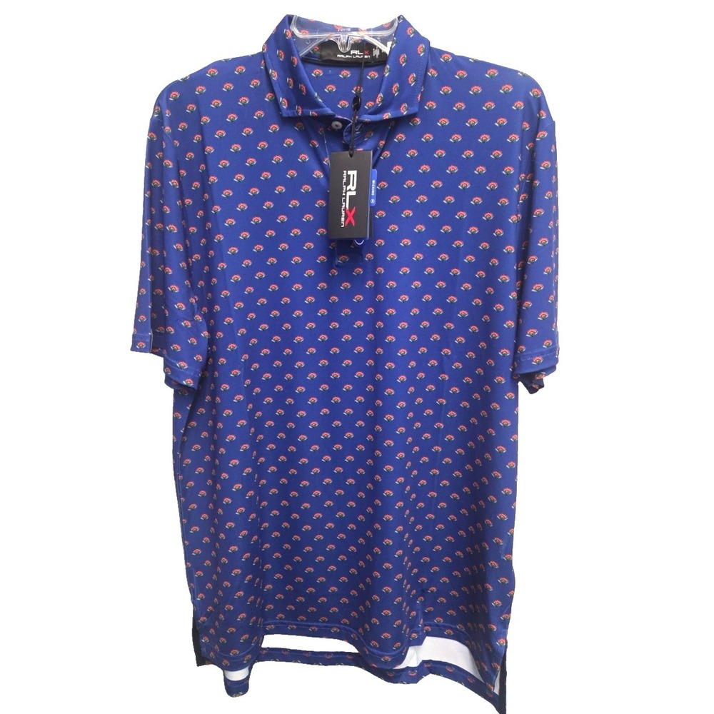RLX Ralph Lauren‎ Performance Golf Royal Blue Print Polo Shirt Men's Size M NWT